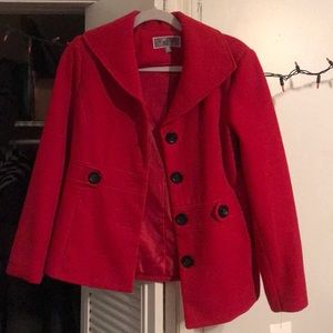 Soft red pea coat